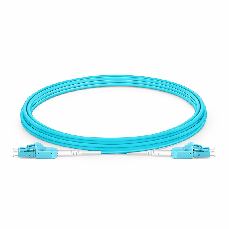 SFPS 3m (10ft) Fiber Patch Cable, 2 Fibers, LC UPC Duplex to LC UPC Duplex Standard Clip Uniboot, Multimode (OM3), Riser (OFNR), 2.0mm, Aqua