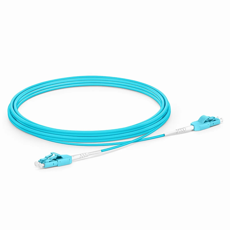 SFPS 3m (10ft) Fiber Patch Cable, 2 Fibers, LC UPC Duplex to LC UPC Duplex Standard Clip Uniboot, Multimode (OM3), Riser (OFNR), 2.0mm, Aqua
