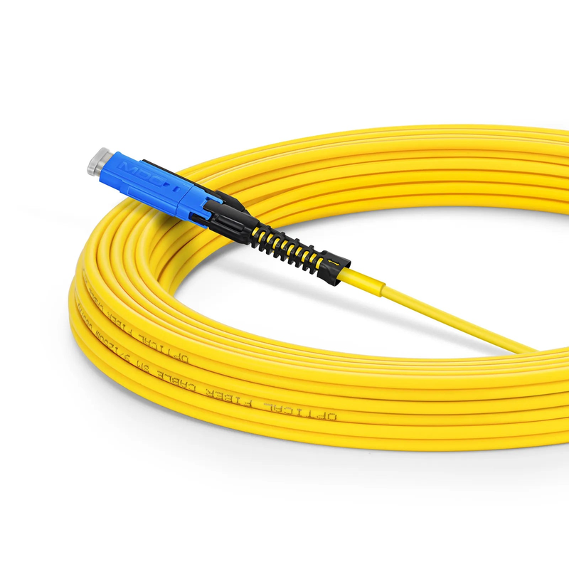 SFPS 35m (115ft) Fiber Patch Cable, 2 Fibers, SN UPC Duplex to LC UPC Duplex Flat Clip Uniboot, Single Mode (OS2), Riser (OFNR), 1.6mm, Yellow, for 400G Network Connection