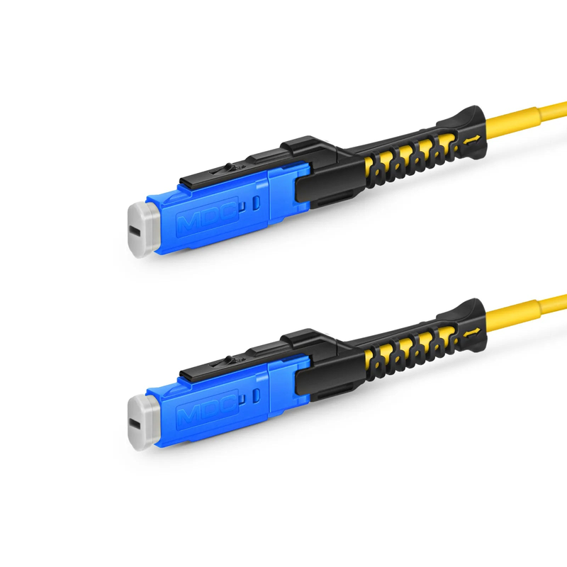 SFPS 35m (115ft) Fiber Patch Cable, 2 Fibers, SN UPC Duplex to LC UPC Duplex Flat Clip Uniboot, Single Mode (OS2), Riser (OFNR), 1.6mm, Yellow, for 400G Network Connection