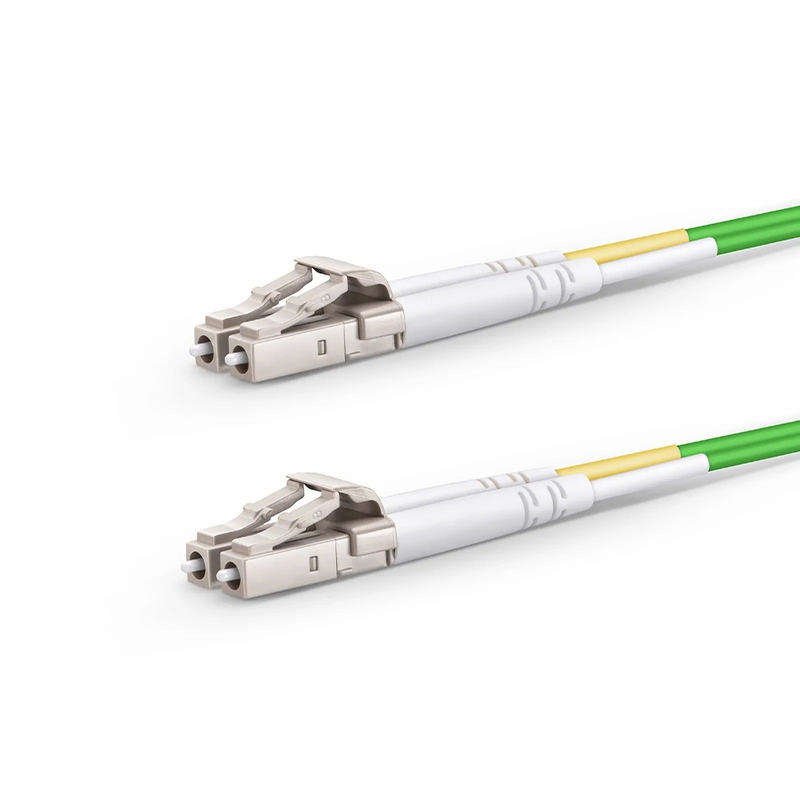 SFPS 10m (33ft) Fiber Patch Cable, 2 Fibers, LC UPC Duplex to LC UPC Duplex, Multimode (OM5), Riser (OFNR), 2.0mm, Tight-Buffered, Lime Green