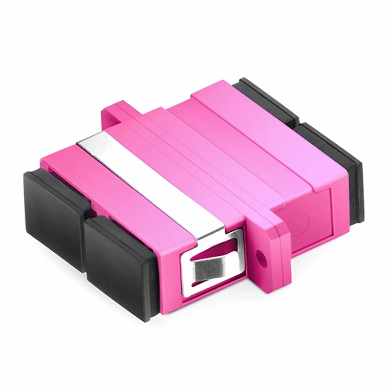 SFPS SC/UPC to SC/UPC Duplex OM4 Multimode Plastic Fiber Optic Adapter/Coupler with Flange, Violet