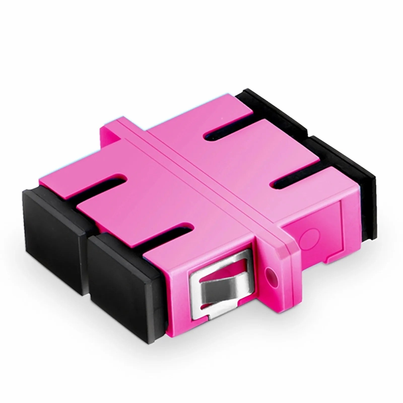 SFPS SC/UPC to SC/UPC Duplex OM4 Multimode Plastic Fiber Optic Adapter/Coupler with Flange, Violet
