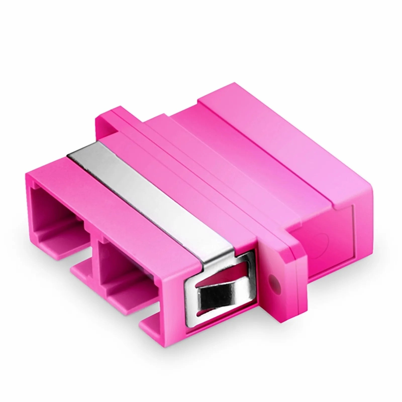 SFPS SC/UPC to SC/UPC Duplex OM4 Multimode Plastic Fiber Optic Adapter/Coupler with Flange, Violet