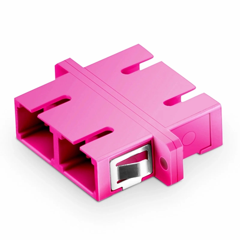 SFPS SC/UPC to SC/UPC Duplex OM4 Multimode Plastic Fiber Optic Adapter/Coupler with Flange, Violet