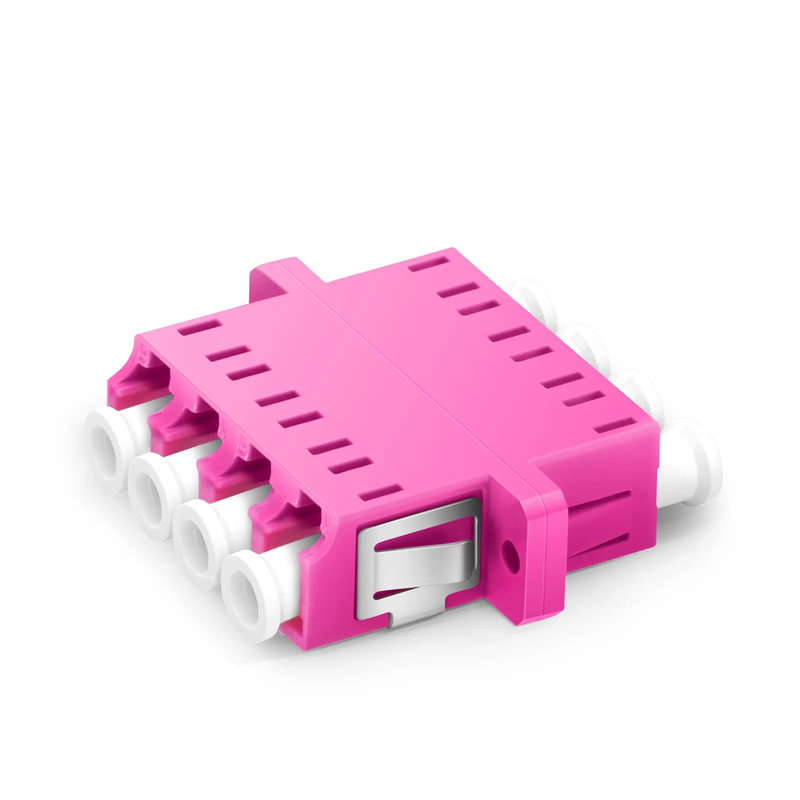SFPS LC/UPC to LC/UPC Quad OM4 Multimode Plastic Fiber Adapter/Coupler with Flange, Violet