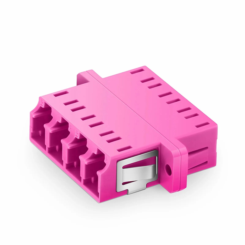 SFPS LC/UPC to LC/UPC Quad OM4 Multimode Plastic Fiber Adapter/Coupler with Flange, Violet