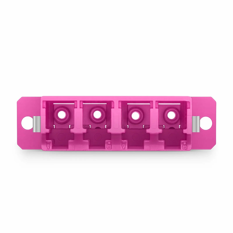 SFPS LC/UPC to LC/UPC Quad OM4 Multimode Plastic Fiber Adapter/Coupler with Flange, Violet