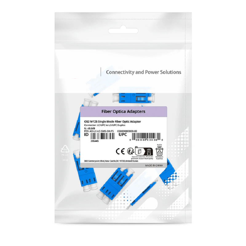 SFPS LC/APC to LC/APC Duplex OS2 Single Mode SC Footprint Plastic Fiber Optic Adapter/Coupler without Flange (10pcs/pack)