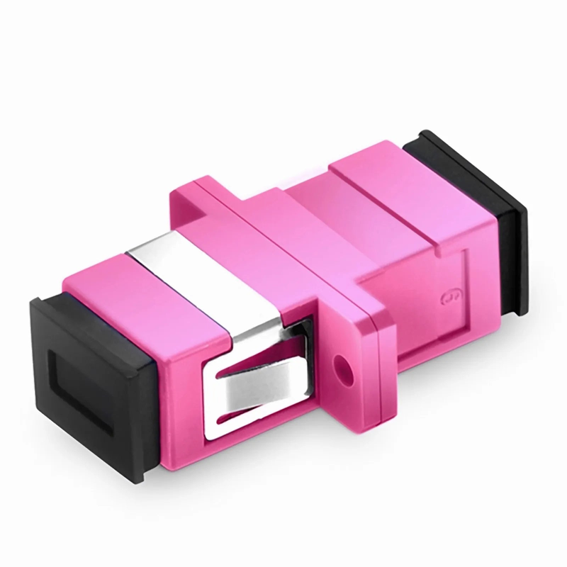 SFPS SC/UPC to SC/UPC Simplex OM4 Multimode Plastic Fiber Optic Adapter/Coupler with Flange, Violet