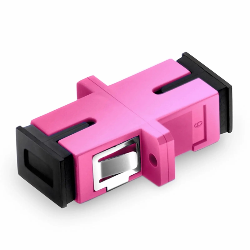 SFPS SC/UPC to SC/UPC Simplex OM4 Multimode Plastic Fiber Optic Adapter/Coupler with Flange, Violet