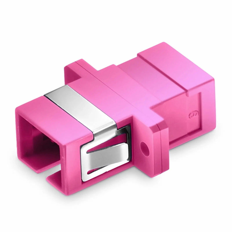 SFPS SC/UPC to SC/UPC Simplex OM4 Multimode Plastic Fiber Optic Adapter/Coupler with Flange, Violet