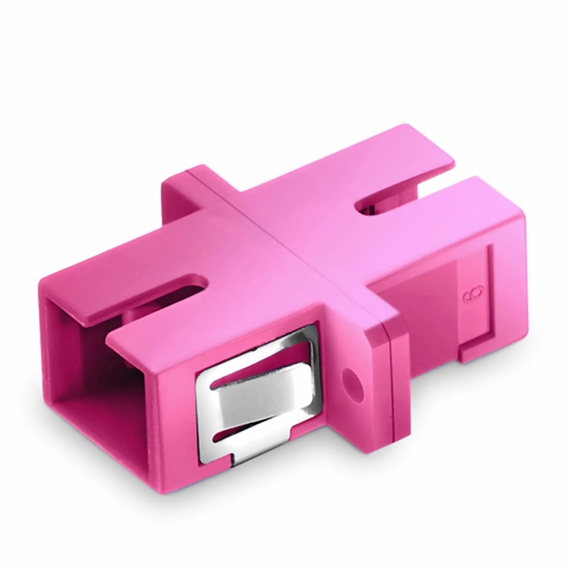 SFPS SC/UPC to SC/UPC Simplex OM4 Multimode Plastic Fiber Optic Adapter/Coupler with Flange, Violet