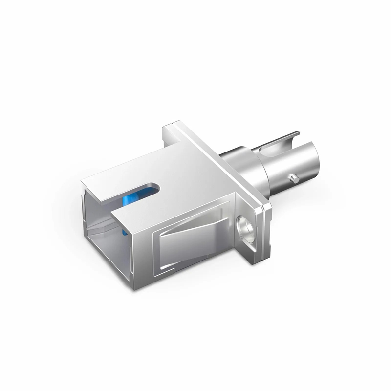 SFPS ST/UPC Female to SC/UPC Female Hybrid Simplex Single Mode/Multimode Metal Fiber Optic Adapter/Coupler with Flange
