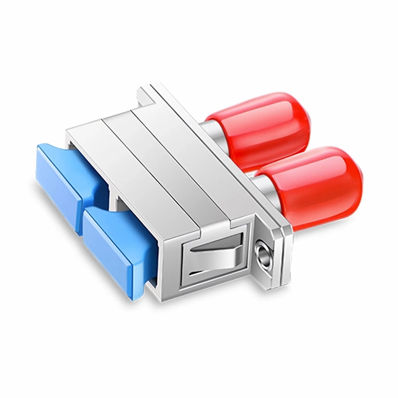 SFPS ST/UPC Female to SC/UPC Female Hybrid Duplex Single Mode/Multimode Metal Fiber Optic Adapter/Coupler with Flange