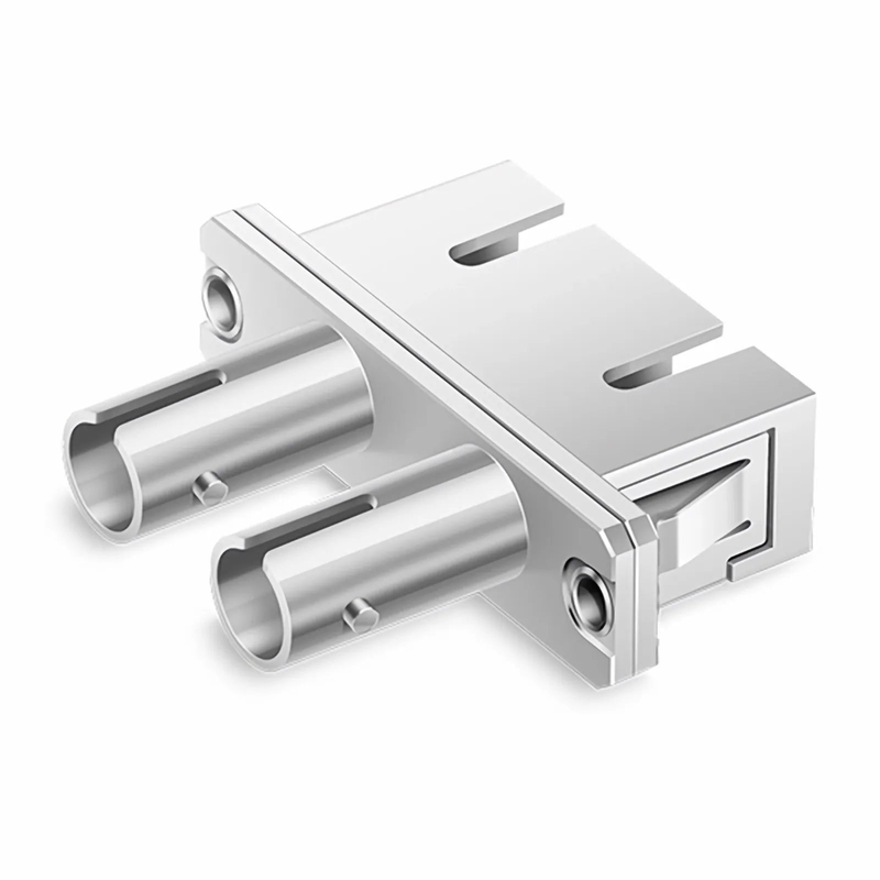 SFPS ST/UPC Female to SC/UPC Female Hybrid Duplex Single Mode/Multimode Metal Fiber Optic Adapter/Coupler with Flange