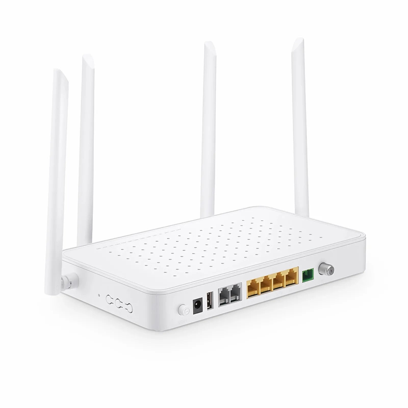 SFPS TA1910-4GVC-W, XPON (GPON + EPON) HGU ONU with 1 x PON, 4 x GE, 2 x POTS, 1 x RF, 1 x USB, and 4 x External Dual Band Antennas (1200M WiFi 4/5)