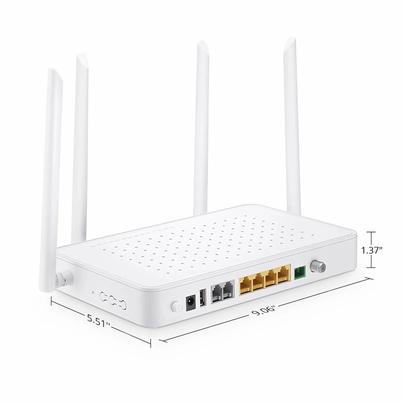 SFPS TA1910-4GVC-W, XPON (GPON + EPON) HGU ONU with 1 x PON, 4 x GE, 2 x POTS, 1 x RF, 1 x USB, and 4 x External Dual Band Antennas (1200M WiFi 4/5)