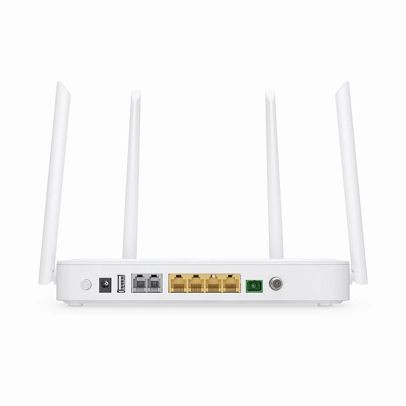 SFPS TA1910-4GVC-W, XPON (GPON + EPON) HGU ONU with 1 x PON, 4 x GE, 2 x POTS, 1 x RF, 1 x USB, and 4 x External Dual Band Antennas (1200M WiFi 4/5)