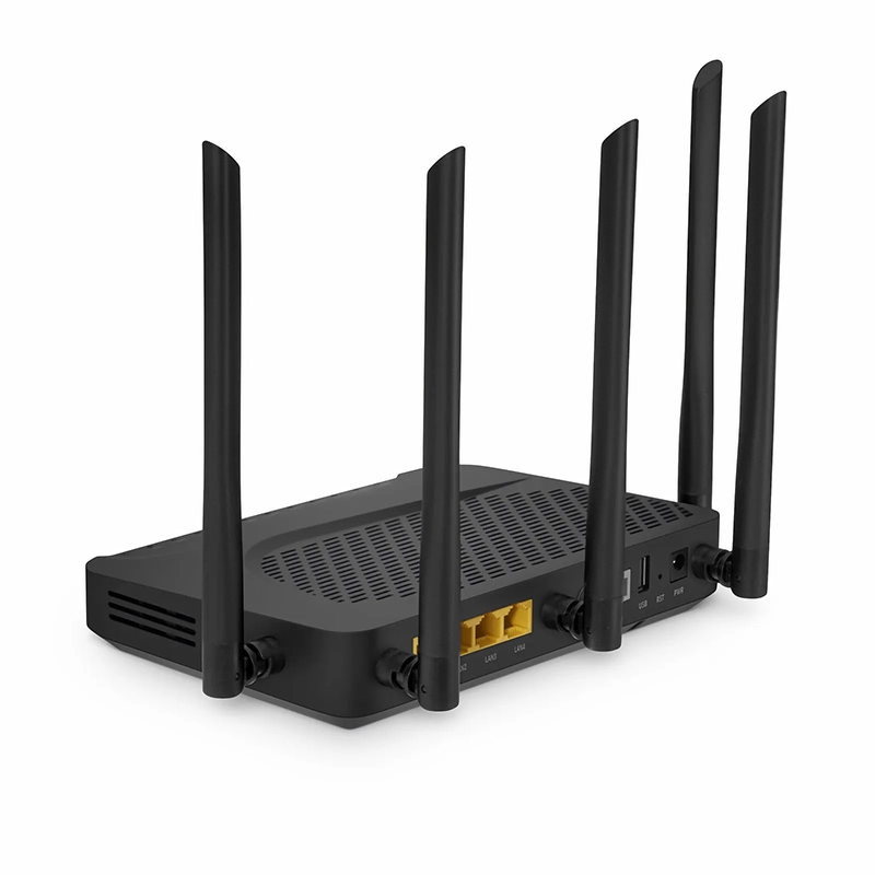 SFPS ONU1911-4GVC-W, XPON (GPON+EPON) ONU, with 1x PON, SC/UPC, 4x GE, 1x POTS, 1x USB, 1x RF, and 5x External Antennas (3000M WiFi 6)