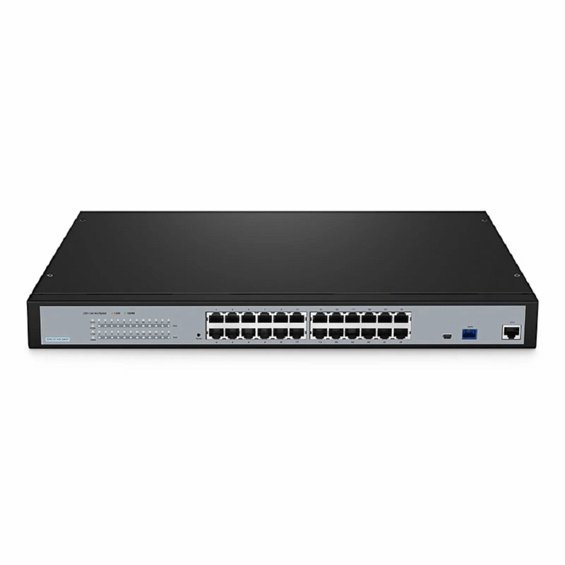 SFPS ONU2110-24GP, XPON (GPON + EPON) MDU ONU with 1 x PON, 24 x GE PoE/PoE+@370W, 220V AC Power Supply