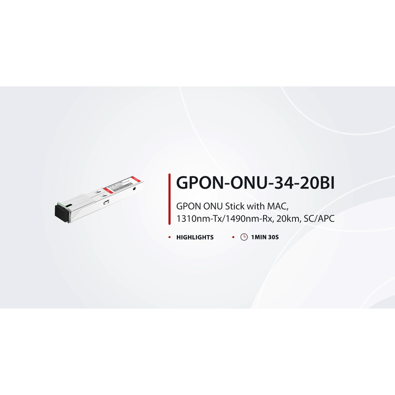 SFPS GPON ONU Stick with MAC SFP 1310nm-TX/1490nm-RX 1.244G-TX/2.488G-RX Class B+ 20km DOM Simplex SC/APC SMF Optical Transceiver Module (Industrial)