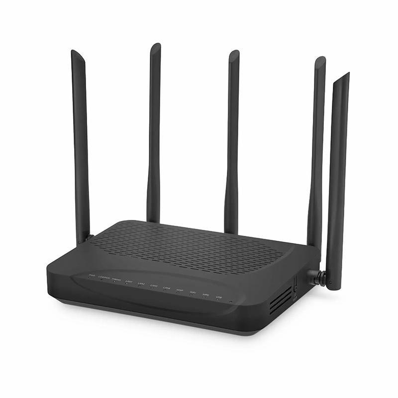 SFPS ONU1910-4GV-W, XPON (GPON + EPON) HGU ONU, 1 x PON, 4 x GE, 1 x POTS, 1 x USB, and 5 x External Dual Band Antennas (3000M WiFi 4/5/6)