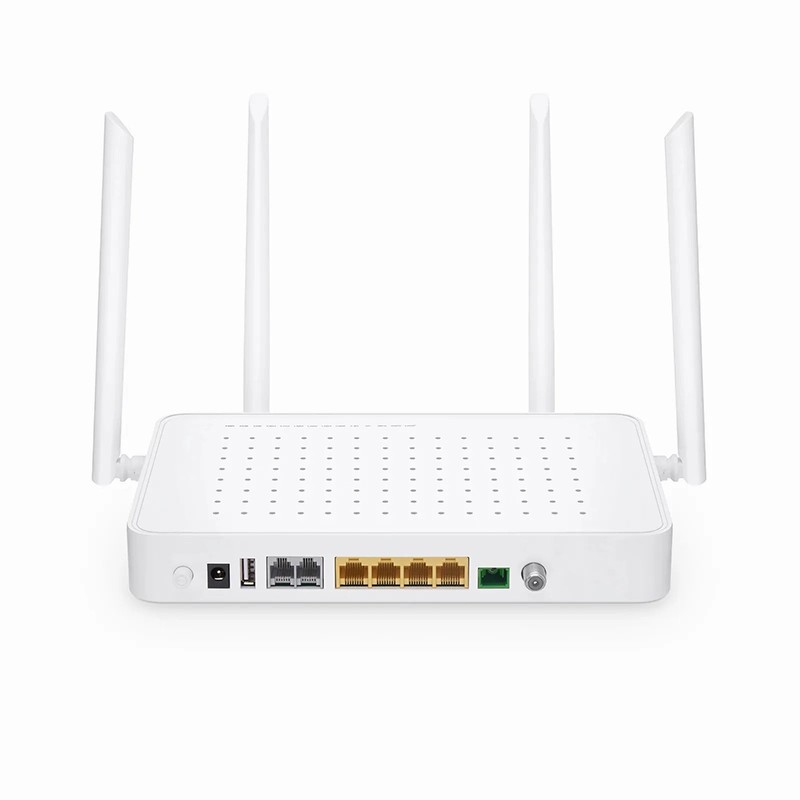 SFPS TA1910-4GVC-W, XPON (GPON + EPON) HGU ONU with 1 x PON, 4 x GE, 2 x POTS, 1 x RF, 1 x USB, and 4 x External Dual Band Antennas (1200M WiFi 4/5)