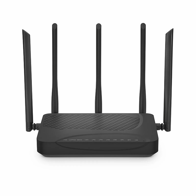 SFPS ONU1910-4GV-W, XPON (GPON + EPON) HGU ONU, 1 x PON, 4 x GE, 1 x POTS, 1 x USB, and 5 x External Dual Band Antennas (3000M WiFi 4/5/6)