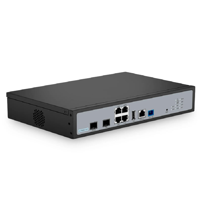 SFPS OLT3000-1GP, Single-Port Mini GPON OLT with 1x 10G SFP+, 1x GPON/XG(S)PON Uplink Ports, 4x GE Downlink Ports, AC/DC Power Supply