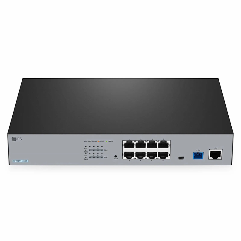 SFPS ONU2111-8GP, XPON (GPON + EPON) MDU ONU with 1 x PON, 8 x GE PoE/PoE+@138.5W