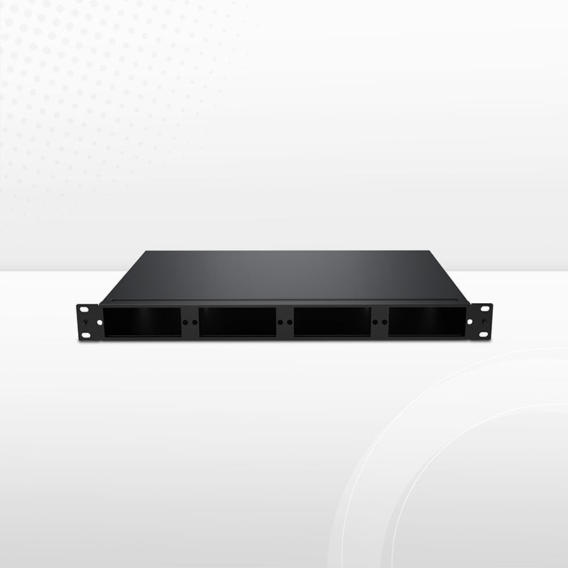 SFPS FHD High Density 1U Rack Mount Enclosure Unloaded, Tool-less Removable Top Cover, Holds up to 4 x FHD Cassettes, Panels, or Splice Trays, 144 Fibers (LC)