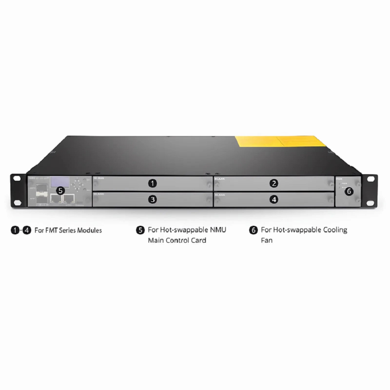 SFPS FMT04-CH1U, 4 Slots 1U Managed Chassis Unloaded Platform, Redundant AC PSUs, Support SNMP Network Management