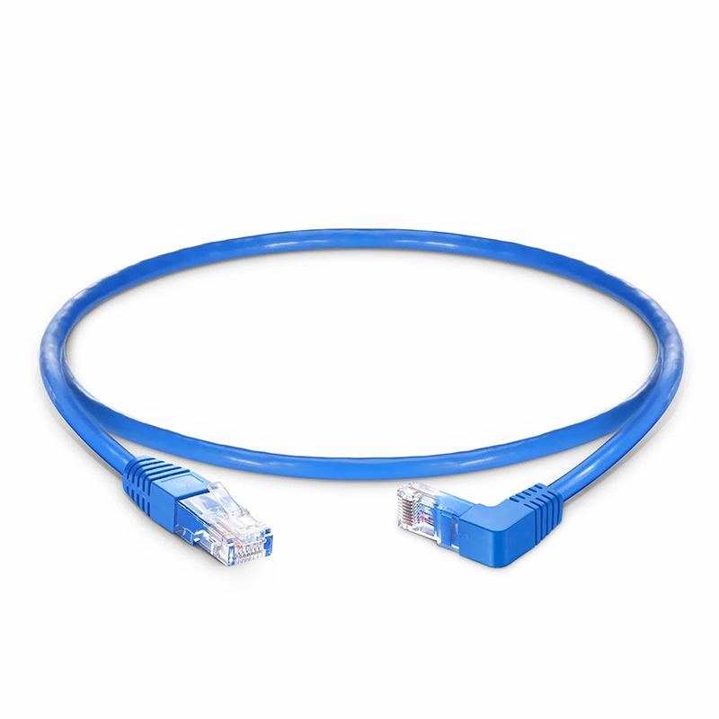SFPS 1ft (0.3m) 90 Degree Cat6 26AWG Snagless Unshielded (U/UTP) PVC CM Ethernet Network Patch Cable, RJ45 Right Angle Down Male to RJ45 Male, Blue