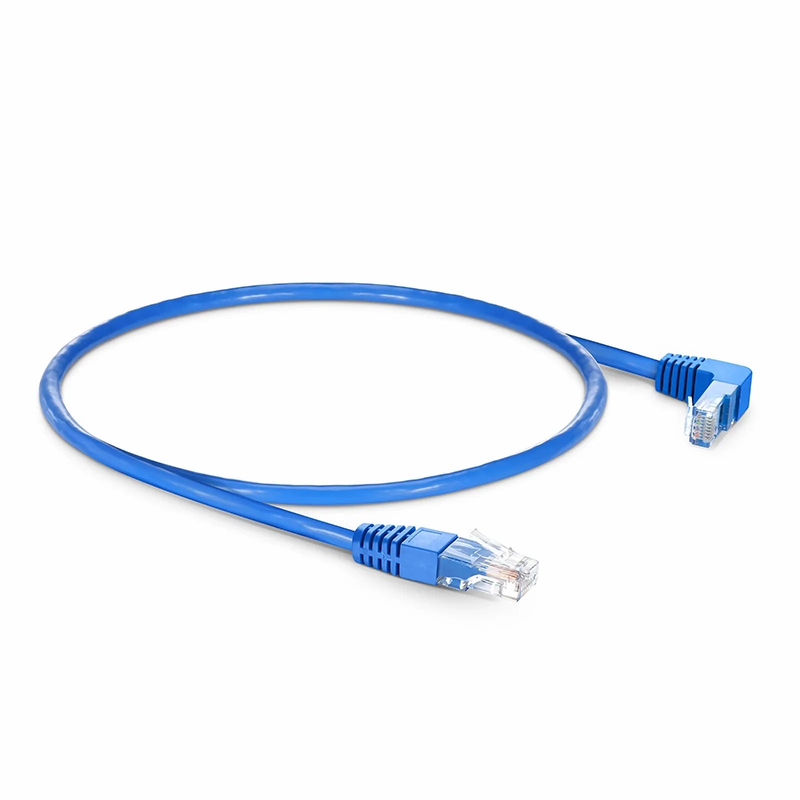 SFPS 1ft (0.3m) 90 Degree Cat6 26AWG Snagless Unshielded (U/UTP) PVC CM Ethernet Network Patch Cable, RJ45 Right Angle Down Male to RJ45 Male, Blue