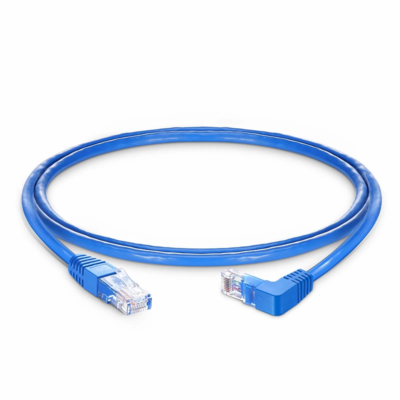 SFPS 3ft (0.9m) 90 Degree Cat6 26AWG Snagless Unshielded (U/UTP) PVC CM Ethernet Network Patch Cable, RJ45 Right Angle Down Male to RJ45 Male, Blue