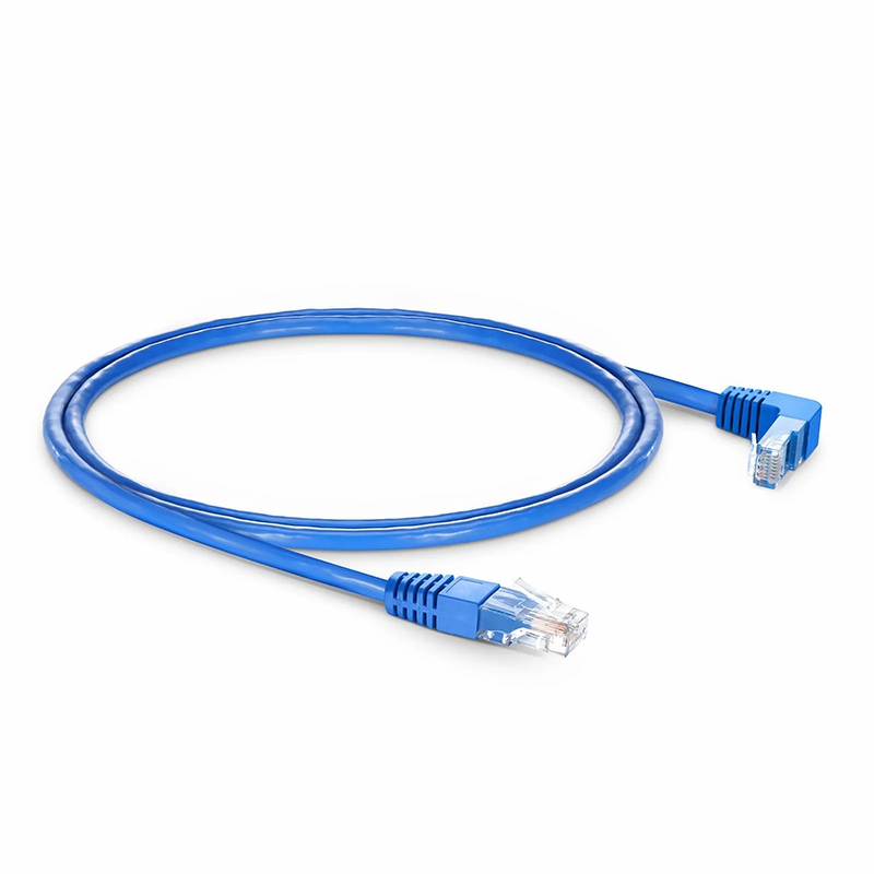 SFPS 3ft (0.9m) 90 Degree Cat6 26AWG Snagless Unshielded (U/UTP) PVC CM Ethernet Network Patch Cable, RJ45 Right Angle Down Male to RJ45 Male, Blue