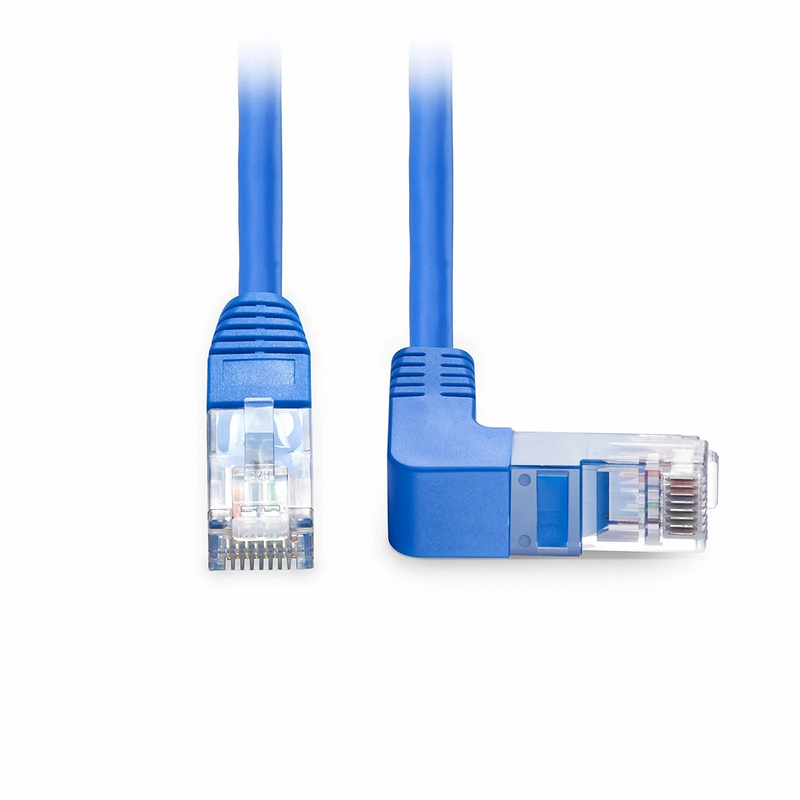 SFPS 3ft (0.9m) 90 Degree Cat6 26AWG Snagless Unshielded (U/UTP) PVC CM Ethernet Network Patch Cable, RJ45 Right Angle Down Male to RJ45 Male, Blue