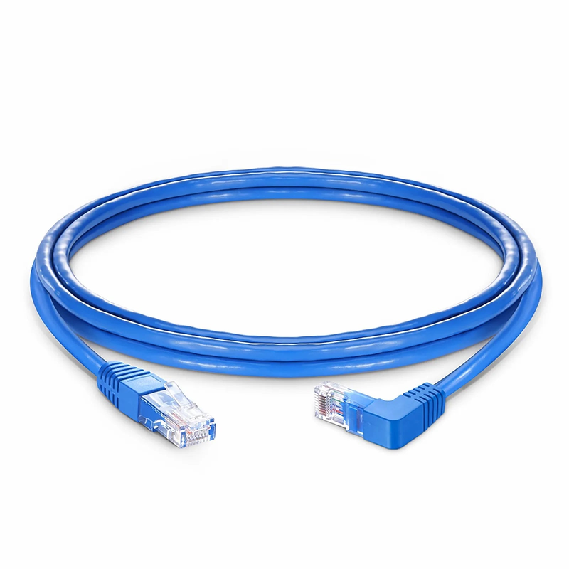 SFPS 5ft (1.5m) 90 Degree Cat6 26AWG Snagless Unshielded (U/UTP) PVC CM Ethernet Network Patch Cable, RJ45 Right Angle Down Male to RJ45 Male, Blue