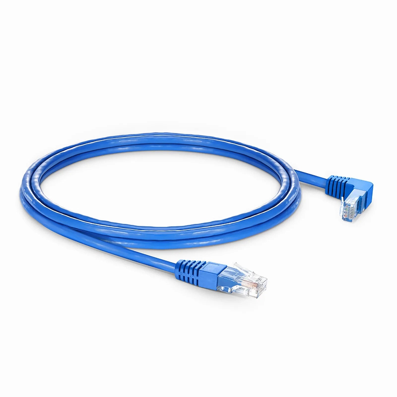 SFPS 5ft (1.5m) 90 Degree Cat6 26AWG Snagless Unshielded (U/UTP) PVC CM Ethernet Network Patch Cable, RJ45 Right Angle Down Male to RJ45 Male, Blue