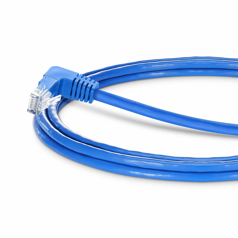 SFPS 5ft (1.5m) 90 Degree Cat6 26AWG Snagless Unshielded (U/UTP) PVC CM Ethernet Network Patch Cable, RJ45 Right Angle Down Male to RJ45 Male, Blue
