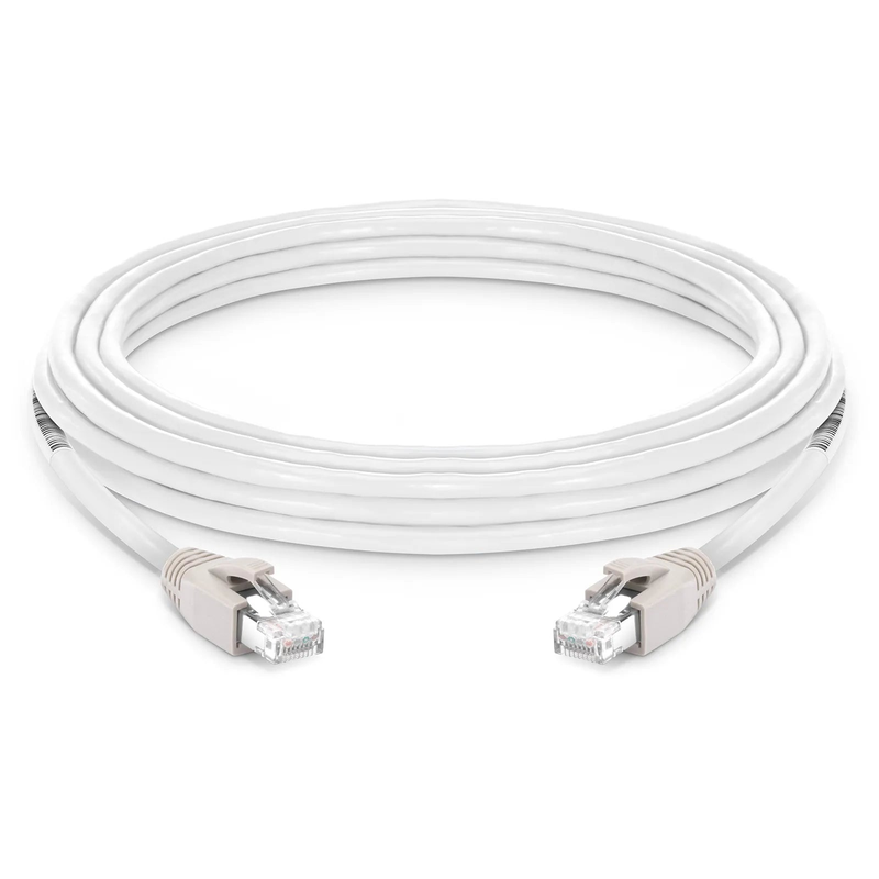 SFPS 25ft (7.6m) Cat8 24AWG Snagless Shielded (S/FTP) PVC CM Ethernet Network Patch Cable, PoE++, 40G, 2GHz, Off-White