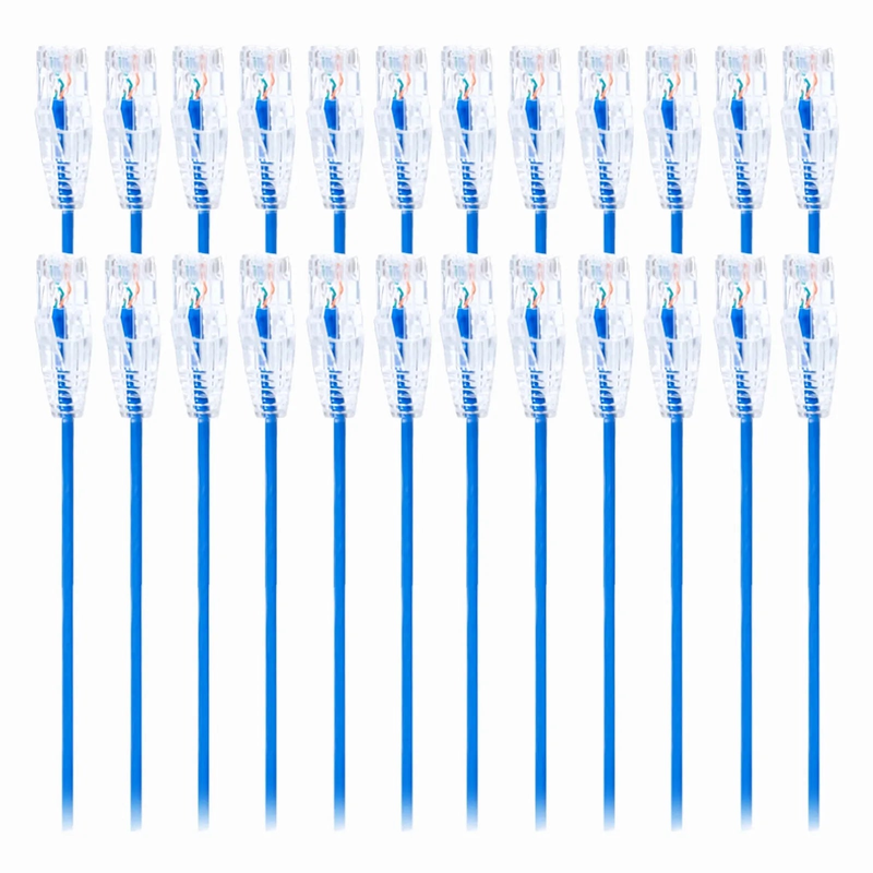SFPS 1.5ft (0.5m) Cat6 Snagless Unshielded (U/UTP) PVC CM Small Diameter High-Flex Ethernet Network Patch Cable, Blue, (24pcs/pack)