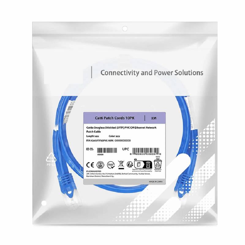 SFPS 2ft (0.6m) Cat6 28AWG Snagless Unshielded (U/UTP) PVC CM Small Diameter High-Flex Ethernet Network Patch Cable, Blue, (10pcs/pack)