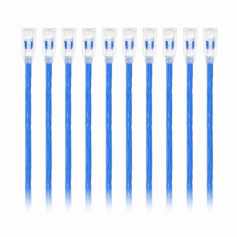 SFPS 6ft (1.8m) Cat6 28AWG Snagless Unshielded (U/UTP) PVC CM Small Diameter High-Flex Ethernet Network Patch Cable, Blue, (10pcs/pack)