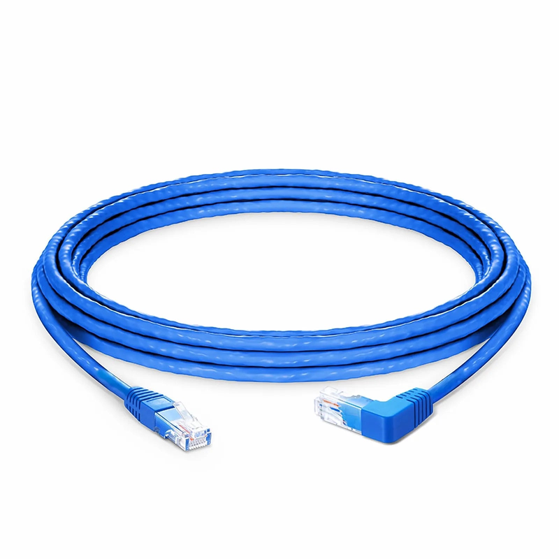 SFPS 15ft (4.6m) 90 Degree Cat6 26AWG Snagless Unshielded (U/UTP) PVC CM Ethernet Network Patch Cable, RJ45 Right Angle UP Male to RJ45 Male, Blue