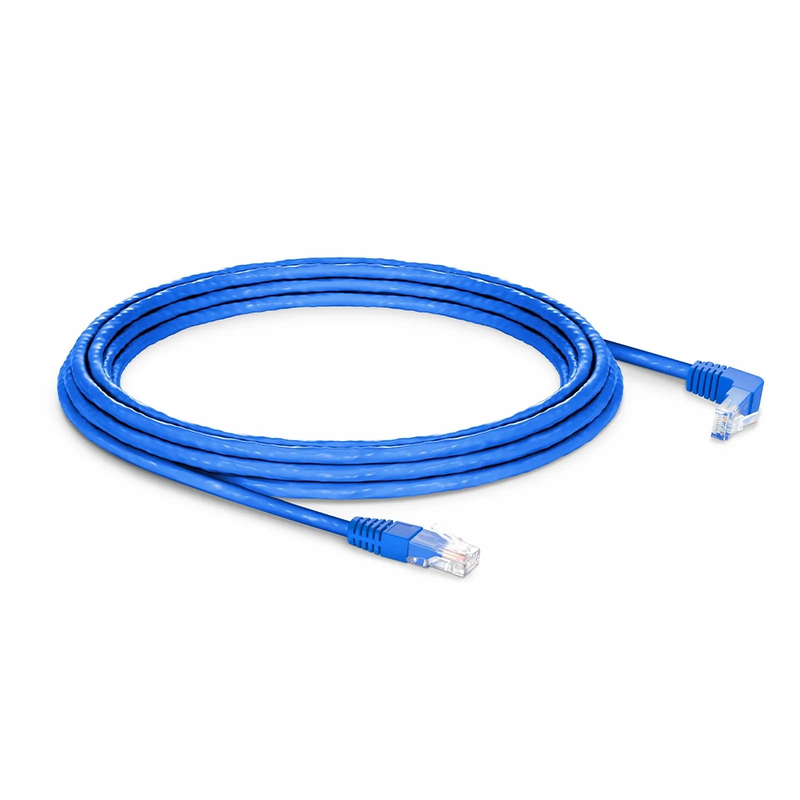 SFPS 15ft (4.6m) 90 Degree Cat6 26AWG Snagless Unshielded (U/UTP) PVC CM Ethernet Network Patch Cable, RJ45 Right Angle UP Male to RJ45 Male, Blue