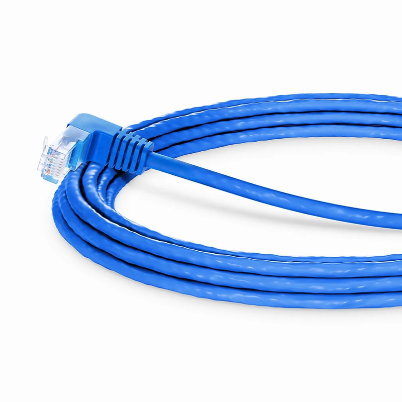 SFPS 15ft (4.6m) 90 Degree Cat6 26AWG Snagless Unshielded (U/UTP) PVC CM Ethernet Network Patch Cable, RJ45 Right Angle UP Male to RJ45 Male, Blue