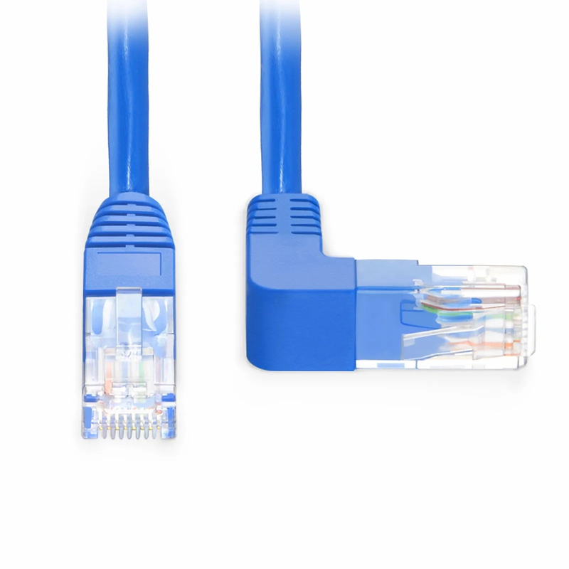SFPS 15ft (4.6m) 90 Degree Cat6 26AWG Snagless Unshielded (U/UTP) PVC CM Ethernet Network Patch Cable, RJ45 Right Angle UP Male to RJ45 Male, Blue