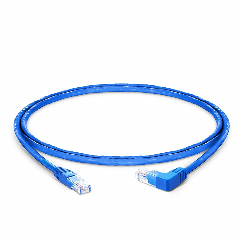 SFPS 3ft (0.9m) 90 Degree Cat6 26AWG Snagless Unshielded (U/UTP) PVC CM Ethernet Network Patch Cable, RJ45 Right Angle UP Male to RJ45 Male, Blue